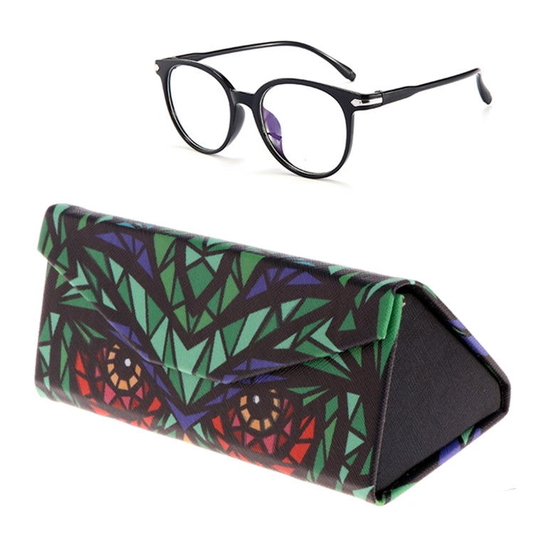 Foldable Triangle Animal Print Glasses Case Sunglasses Myopia Frame Case(Owl) - Eyeglass Storages by buy2fix | Online Shopping UK | buy2fix