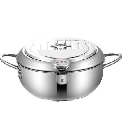 201 Stainless Steel Fryer Pot Household Temperature-controlled Multifunctional Thickening Pot, Size:24cm - Home & Garden by buy2fix | Online Shopping UK | buy2fix