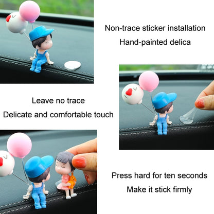 In Car Ornament Lovely Kissing Couple Doll, Colour:Blue Balloon+Spring Balloon - In Car by buy2fix | Online Shopping UK | buy2fix