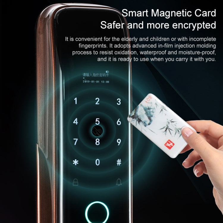 Smart Wifi Anti-Theft Fingerprint Password Lock Mobile Phone Remote Control Electronic Door Lock Magnetic Card Lock, Specification: SM-SL808 Automatic Black - Security by buy2fix | Online Shopping UK | buy2fix