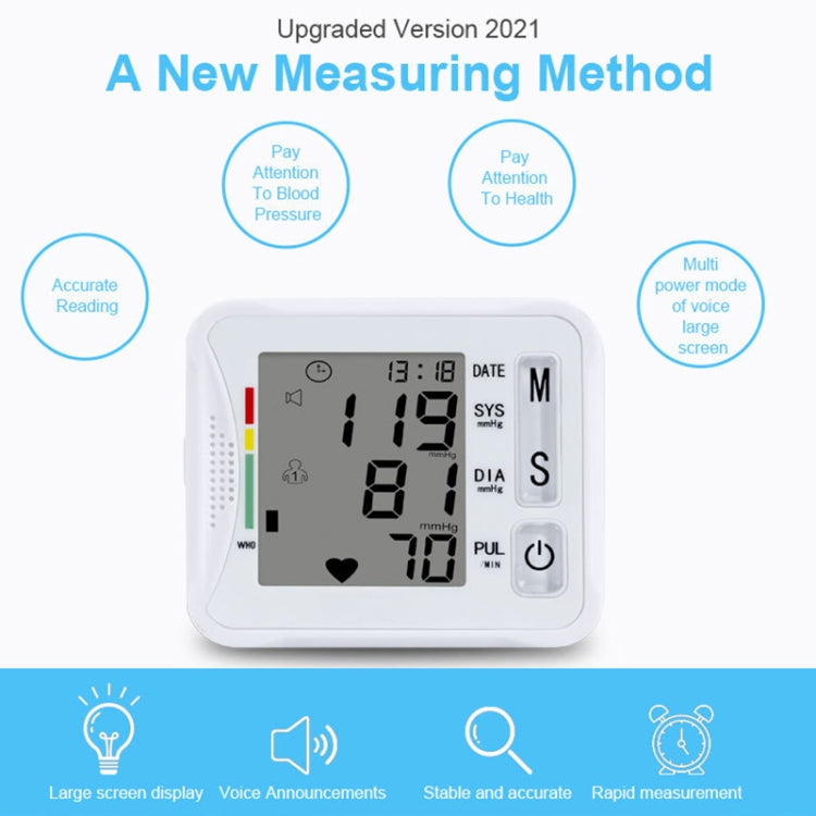 KWL-W01 Home Automatic Smart Wrist Electronic Sphygmomanometer, Style: English With Voice(White) - Sphygmomanometer by buy2fix | Online Shopping UK | buy2fix