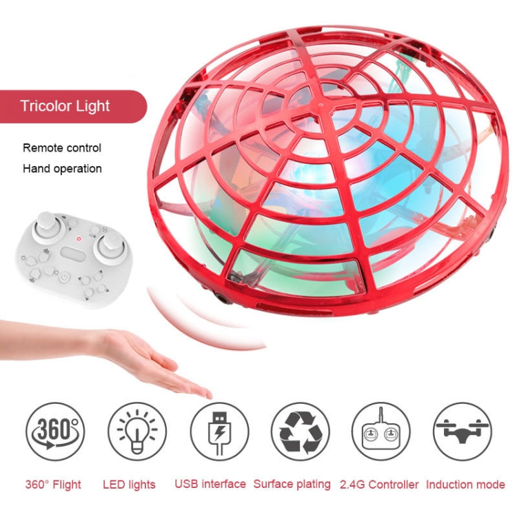 Colorful Lights 5 Induction Quadcopter UFO Mini Drone, Colour: Red Remote Control - RC Aircrafts by buy2fix | Online Shopping UK | buy2fix