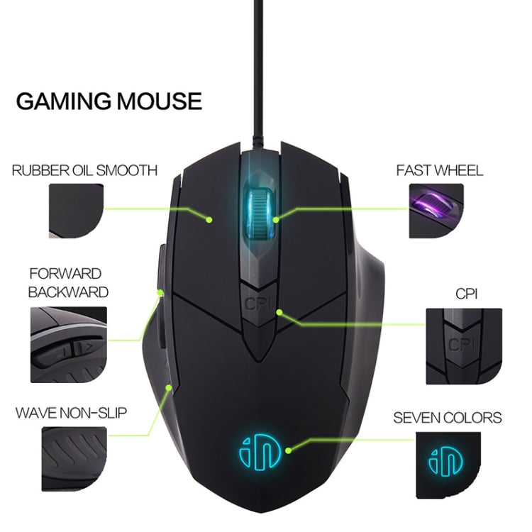 Inphic PW1 Game Mute Macro Definition Illuminated Wired Mouse, Cable Length: 1.5m(Black Game Version) - Computer & Networking by Inphic | Online Shopping UK | buy2fix