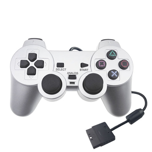 Wired Gamepad Dual Motor Vibration Silver Fuel Injection Gamepad Suitable For PS2 - Gamepads by buy2fix | Online Shopping UK | buy2fix