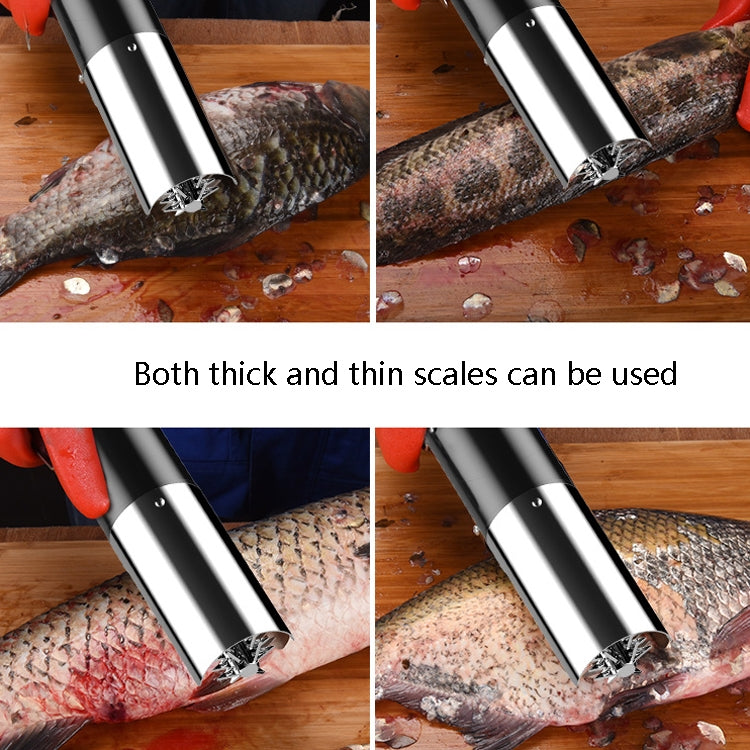 Electric Fish Scale Scraper Household Automatic Wireless Scraping Tool CN Plug Black Single Battery+Cutter Head - Cutter & Peeler by buy2fix | Online Shopping UK | buy2fix