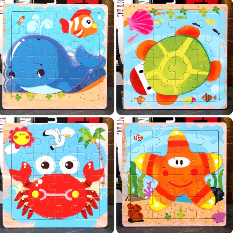 5 PCS KBX-017 Children Wooden Picture Puzzle Baby Early Education Toys(Crab) - Puzzle Toys by buy2fix | Online Shopping UK | buy2fix