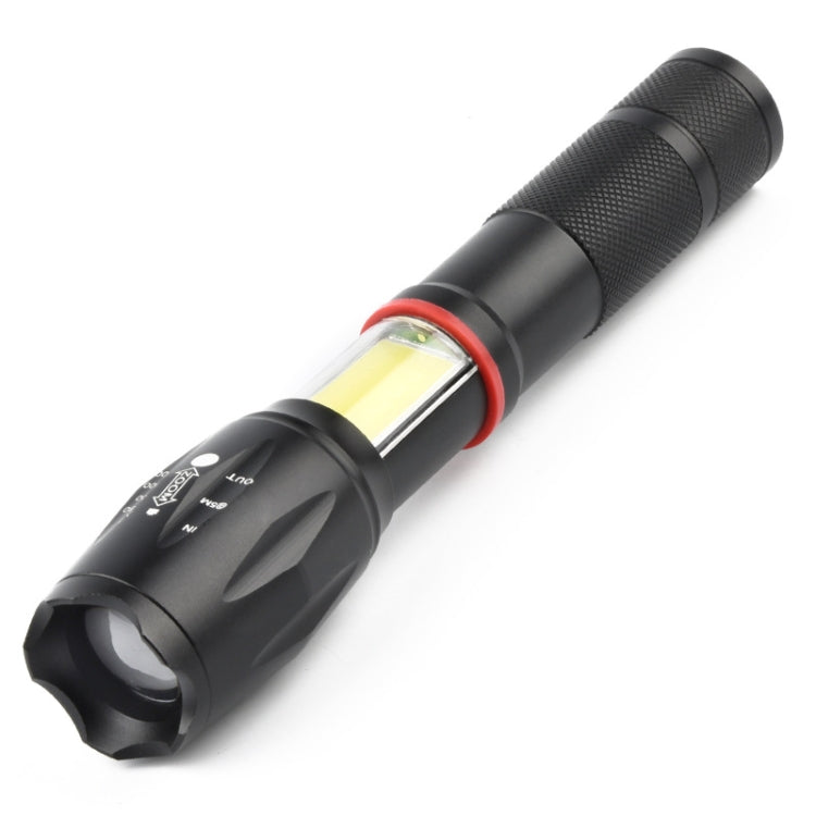 Telescopic Zoom Strong Light Flashlight Strong Magnetic Rechargeable LED Flashlight, Colour: Black Head (With Battery, EU Plug Charger) - LED Flashlight by buy2fix | Online Shopping UK | buy2fix