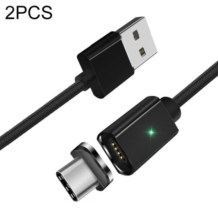 2 PCS ESSAGER Smartphone Fast Charging and Data Transmission Magnetic Cable with USB-C / Type-C Magnetic Head, Cable Length: 1m(Black) - Mobile Accessories by buy2fix | Online Shopping UK | buy2fix
