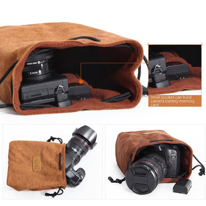 S.C.COTTON Liner Shockproof Digital Protection Portable SLR Lens Bag Micro Single Camera Bag Round Gray M - Camera Accessories by S.C.COTTON | Online Shopping UK | buy2fix