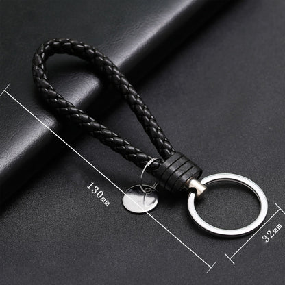 100 PCS Woven Leather Cord Keychain Car Pendant Leather Key Ring Baotou With Small Round Piece(Dark Dreen) - Key Rings by buy2fix | Online Shopping UK | buy2fix