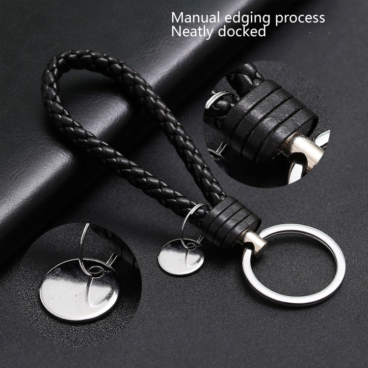 100 PCS Woven Leather Cord Keychain Car Pendant Leather Key Ring Baotou With Small Round Piece(Royal Blue) - Key Rings by buy2fix | Online Shopping UK | buy2fix