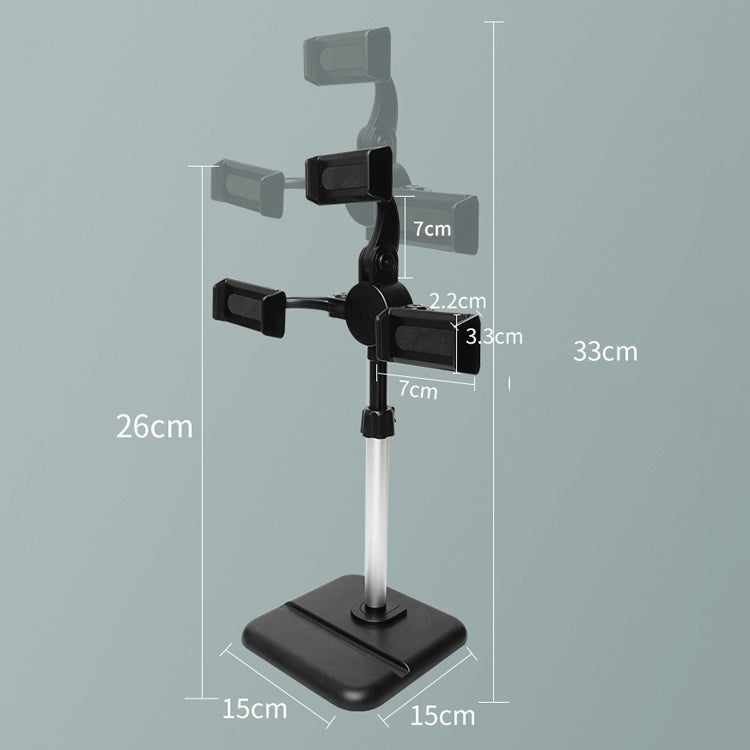 Telescopic Adjustment Live Frame Desktop Tablet Mobile Phone Bracket, Specification: K06 Three-seat  (Black) - Stand by buy2fix | Online Shopping UK | buy2fix