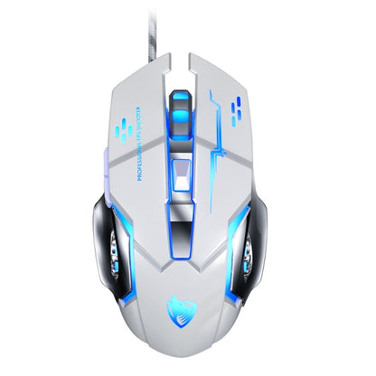 T-WOLF V6 USB Interface 6-Buttons 3200 DPI Wired Mouse Gaming Mechanical Macro Programming 7-Color Luminous Gaming Mouse, Cable Length: 1.5m(Macro Definition Audio Version White) - Wired Mice by T-WOLF | Online Shopping UK | buy2fix