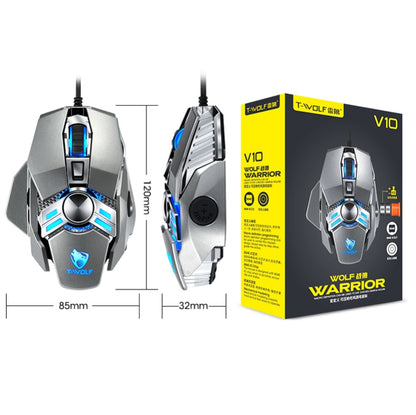 T-WOLF V10 USB Interface 7 Buttons 6400 DPI Gaming Wired Mouse Custom Macro Programming 4-Color Breathing Light Gaming Mouse, Cable Length: 1.5m(Gun Color) - Wired Mice by T-WOLF | Online Shopping UK | buy2fix