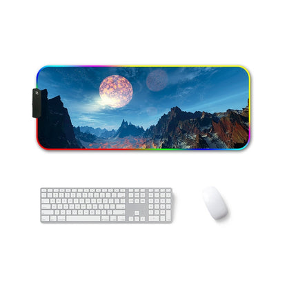 300x350x3mm F-01 Rubber Thermal Transfer RGB Luminous Non-Slip Mouse Pad(Snow Peak) - Mouse Pads by buy2fix | Online Shopping UK | buy2fix