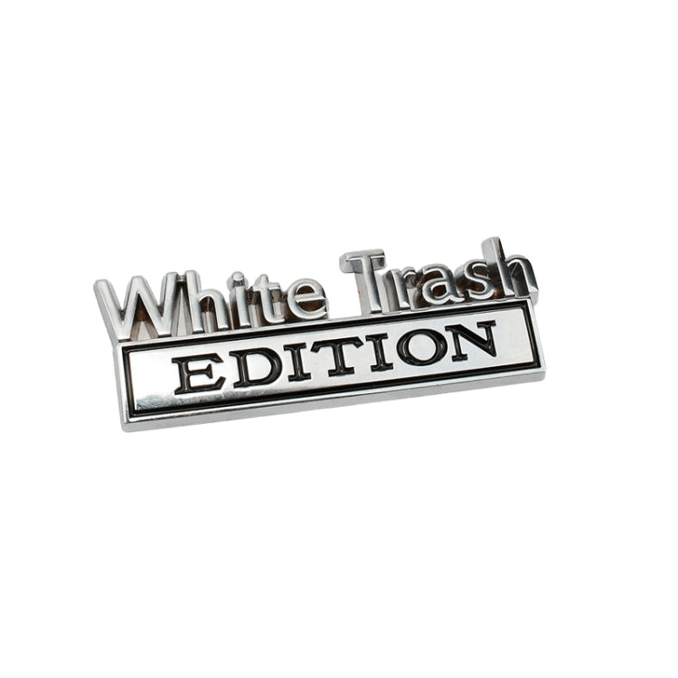 2 PCS Car Metal Modification Standard White Trash Edition Car Label Stickers(Silver Black) - Decorative Sticker by buy2fix | Online Shopping UK | buy2fix