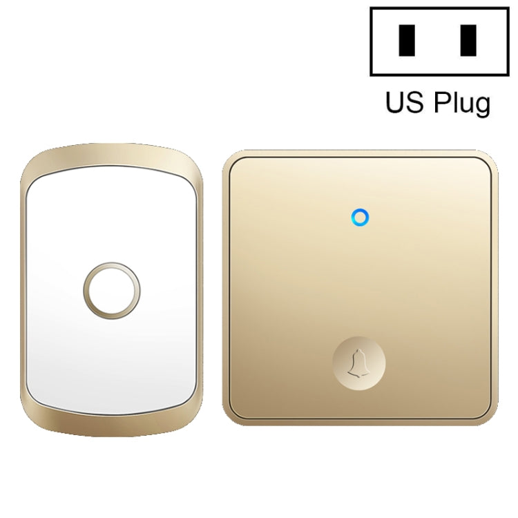 CACAZI FA50 1 For 1 Push-button Self-generating Wireless Doorbell, Plug:US Plug(Gold) - Wireless Doorbell by CACAZI | Online Shopping UK | buy2fix