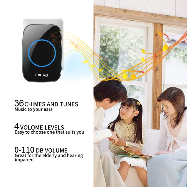 CACAZI H10 1 For 2 Home Wireless Music Doorbell without Battery, Plug:UK Plug(White) - Wireless Doorbell by CACAZI | Online Shopping UK | buy2fix