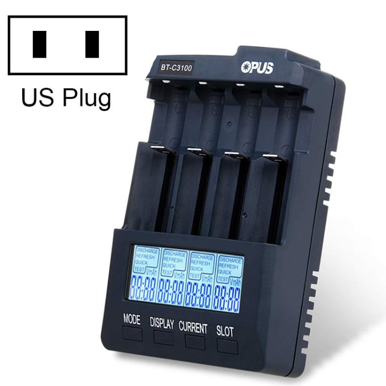 OPUS BT-C3100 Smart Smart Digital Intelligent 4-Slot Battery Charger(US Plug) - Charger & Converter by OPUS | Online Shopping UK | buy2fix