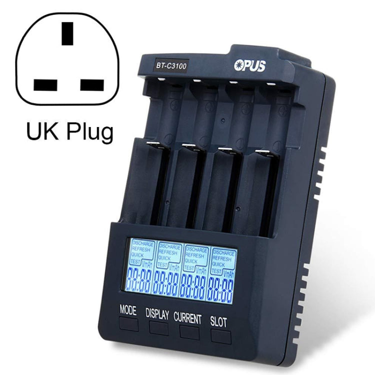 OPUS BT-C3100 Smart Smart Digital Intelligent 4-Slot Battery Charger(UK Plug) - Charger & Converter by OPUS | Online Shopping UK | buy2fix