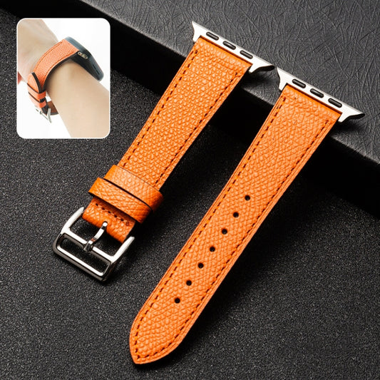 Cowhide Leather Strap Watch Band For Apple Watch Series 6&SE& 5&4 40mm / 3 & 2 & 1 38mm(Orange) - Watch Bands by buy2fix | Online Shopping UK | buy2fix