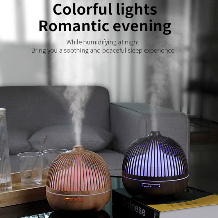 Bird Cage Wood Graphic Aromatherapy Machine Ultrasonic Smart Home Colorful Night Light Hollow Humidifier, Product specifications: US Plug(Deep Wood Pattern) - Home & Garden by buy2fix | Online Shopping UK | buy2fix