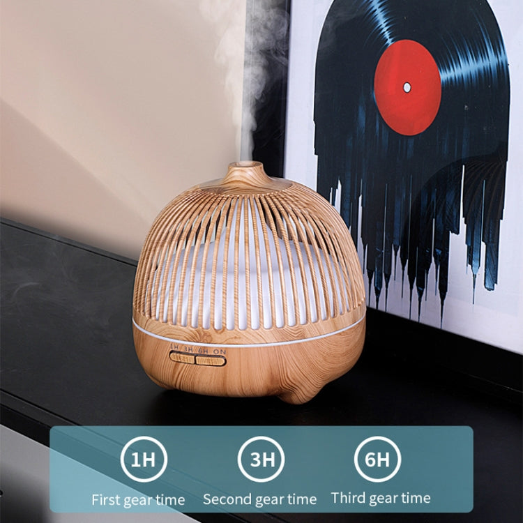 Bird Cage Wood Graphic Aromatherapy Machine Ultrasonic Smart Home Colorful Night Light Hollow Humidifier, Product specifications: UK Plug(Light Wood Pattern) - Home & Garden by buy2fix | Online Shopping UK | buy2fix