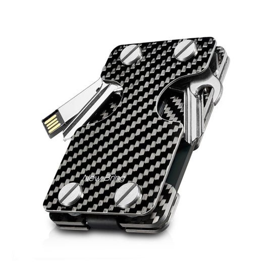 New-Bring Metal Card Holder Multifunctional  EDC Wallet Can Store Keys & U Disk(Carbon Fiber) - Home & Garden by New-Bring | Online Shopping UK | buy2fix