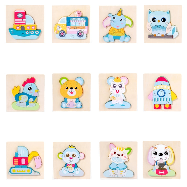 3 PCS Early Childhood Education Wooden Three-Dimensional Jigsaw Puzzle Toy(S-Kitten) - Puzzle Toys by buy2fix | Online Shopping UK | buy2fix