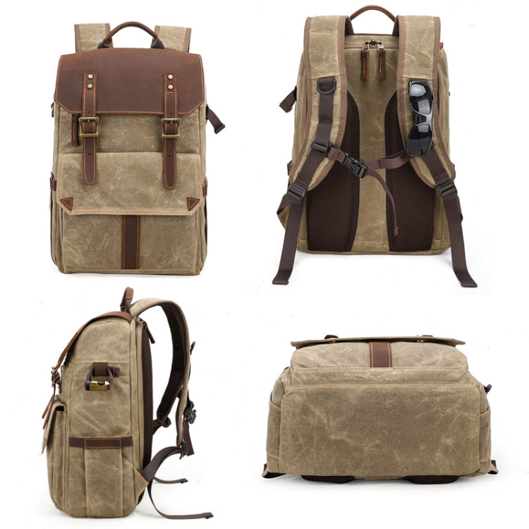 K-011 Outdoor Shoulder Digital Camera Bag Batik Canvas Waterproof Large-Capacity Photography Backpack(Gray) - Camera Accessories by buy2fix | Online Shopping UK | buy2fix