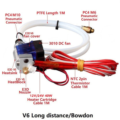 3D V6 Printer Extrusion Head Printer J-Head Hotend With Single Cooling Fan, Specification: Remotely 3 / 0.4mm - Consumer Electronics by buy2fix | Online Shopping UK | buy2fix