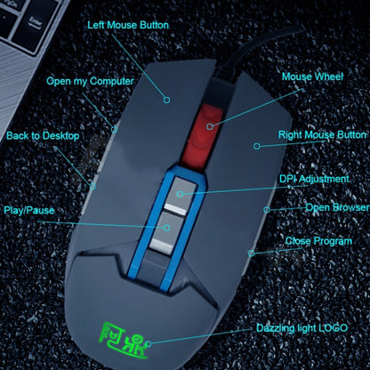 MOS9A 9 Keys 1600DPI Office Game USB Voice-Activated Voice Macro Programming Mouse, Cable Length: 2m - Wired Mice by buy2fix | Online Shopping UK | buy2fix