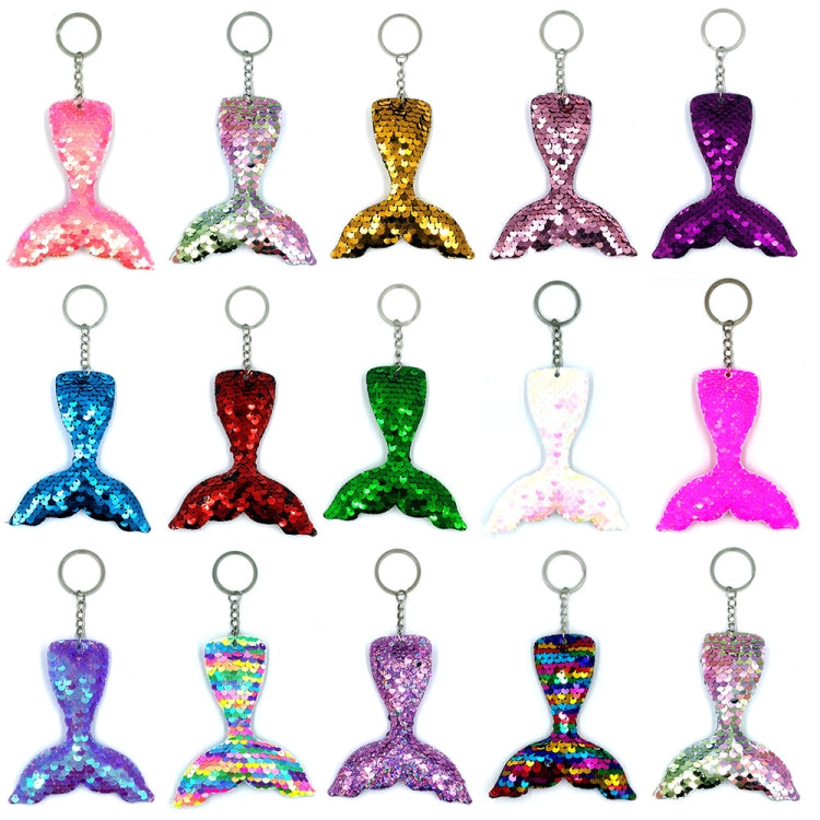 10 PCS Reflective Mermaid Keychain Sequins Mermaid Tail Accessories Car Luggage Pendant(Blue 2) - In Car by buy2fix | Online Shopping UK | buy2fix