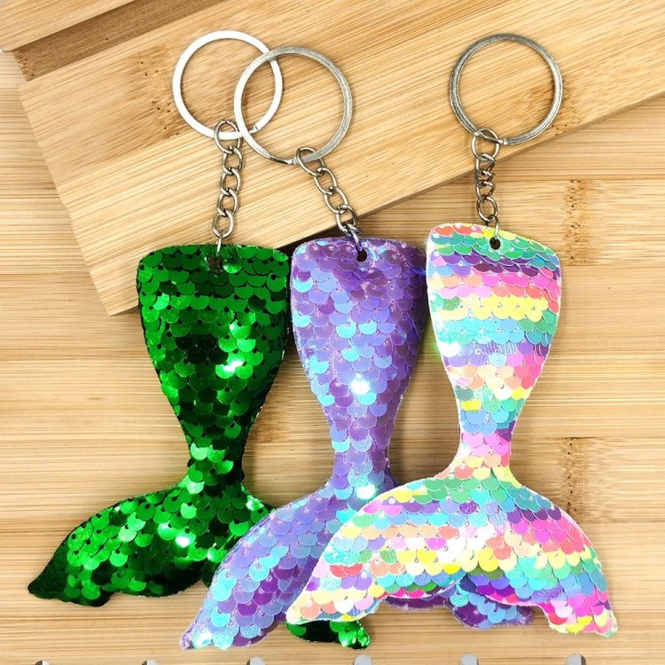 10 PCS Reflective Mermaid Keychain Sequins Mermaid Tail Accessories Car Luggage Pendant(Colorful Purple 61) - In Car by buy2fix | Online Shopping UK | buy2fix