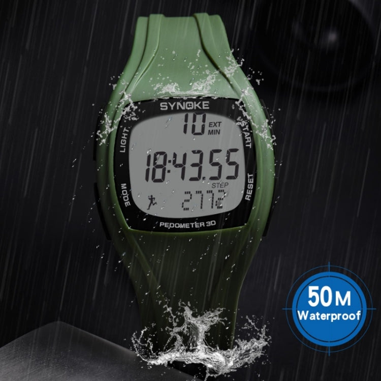 SYNOKE 9105 Multifunctional Sports Time Record Waterproof Pedometer Electronic Watch(Army Green) - LED Digital Watches by SYNOKE | Online Shopping UK | buy2fix