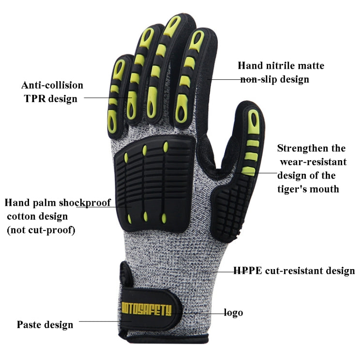 ROTOSAFETY RZT-HFZ20 Shock-Proof Anti-Smashing Anti-Cutting Anti-Collision Gloves TPR Mechanical Maintenance Fire Rescue Miners Mining Anti-Stab Gloves, Size: M - Workplace Safety Supplies by buy2fix | Online Shopping UK | buy2fix