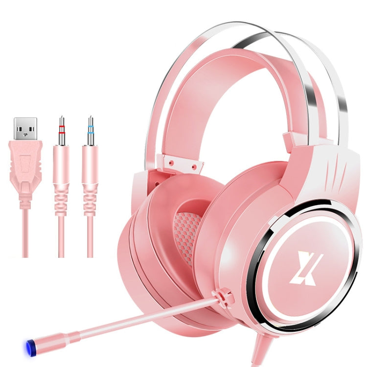 Heir Audio Head-Mounted Gaming Wired Headset With Microphone, Colour: X8 Upgraded Edition (Pink) - Multimedia Headset by Heir Audio | Online Shopping UK | buy2fix