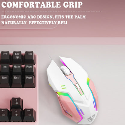 Shipadoo LD-122 4 in 1 Girly Glowing Keyboard + Mouse + Earphone + Mouse Pad Set(Pink Punk) - Wired Keyboard by Shipadoo | Online Shopping UK | buy2fix