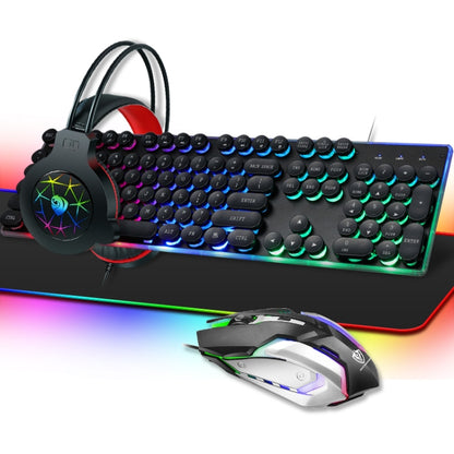 PANTSAN LD-145 4 in 1 Luminous Punk Gaming Keyboard + Mouse + Headphones + Mouse Pad Set(Black) - Wired Keyboard by PANTSAN | Online Shopping UK | buy2fix