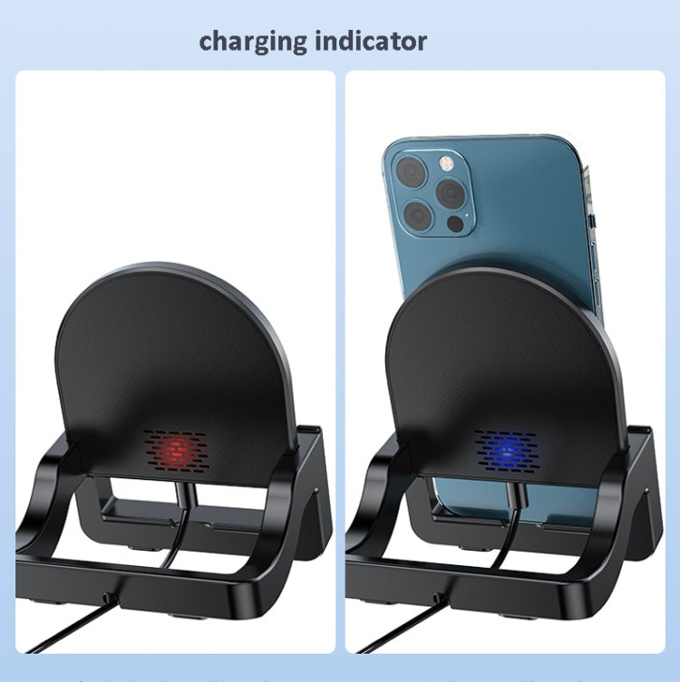 KH-18 15W Vertical Wireless Fast Charger with Phone Holder(Black) - Wireless Charger by buy2fix | Online Shopping UK | buy2fix