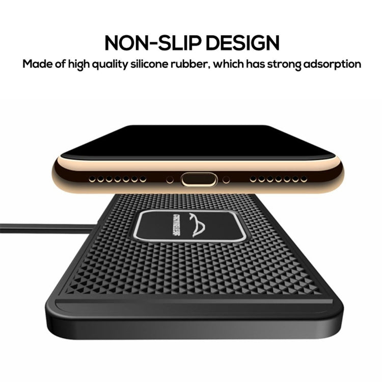 POLMXS C1 15W Car Anti-Skid Mats Wireless Charger With 1m USB Data Cable(Black) - Wireless Charging Pads by POLMXS | Online Shopping UK | buy2fix