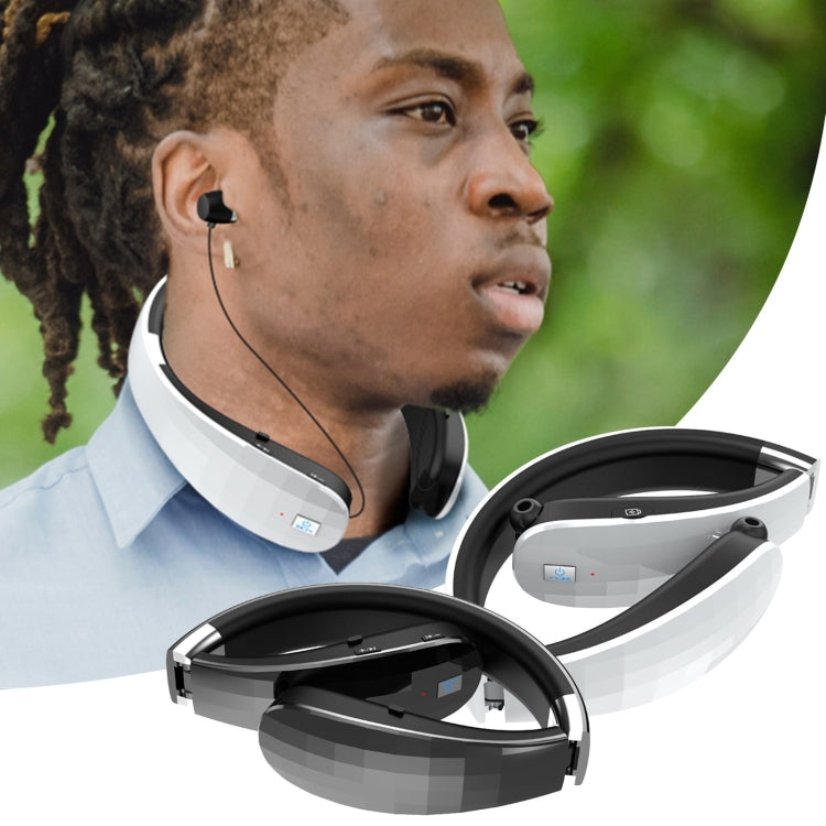 Telescopic Neck-Mounted Folding Bluetooth Earphone(Black) - Neck-mounted Earphone by buy2fix | Online Shopping UK | buy2fix