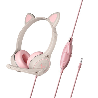 Soyto SY-G30 Cat Ear Computer Headset, Style: Non-luminous Version (Gray Pink) - Multimedia Headset by Soyto | Online Shopping UK | buy2fix