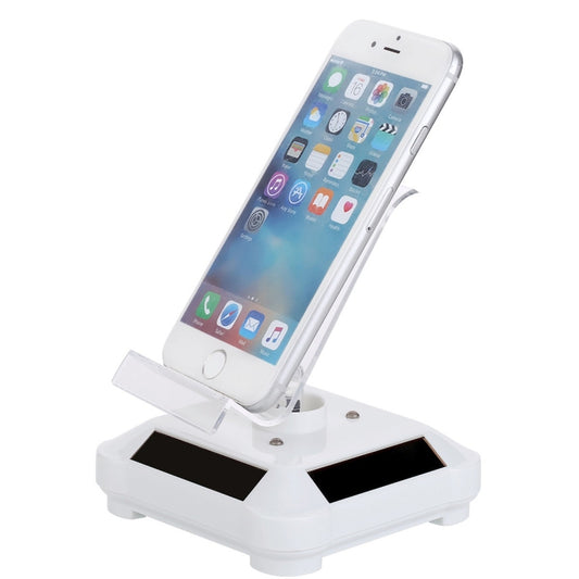 Solar Turntable Mobile Phone Stand Display Stand With Coloful Light(White) - Desktop Holder by buy2fix | Online Shopping UK | buy2fix
