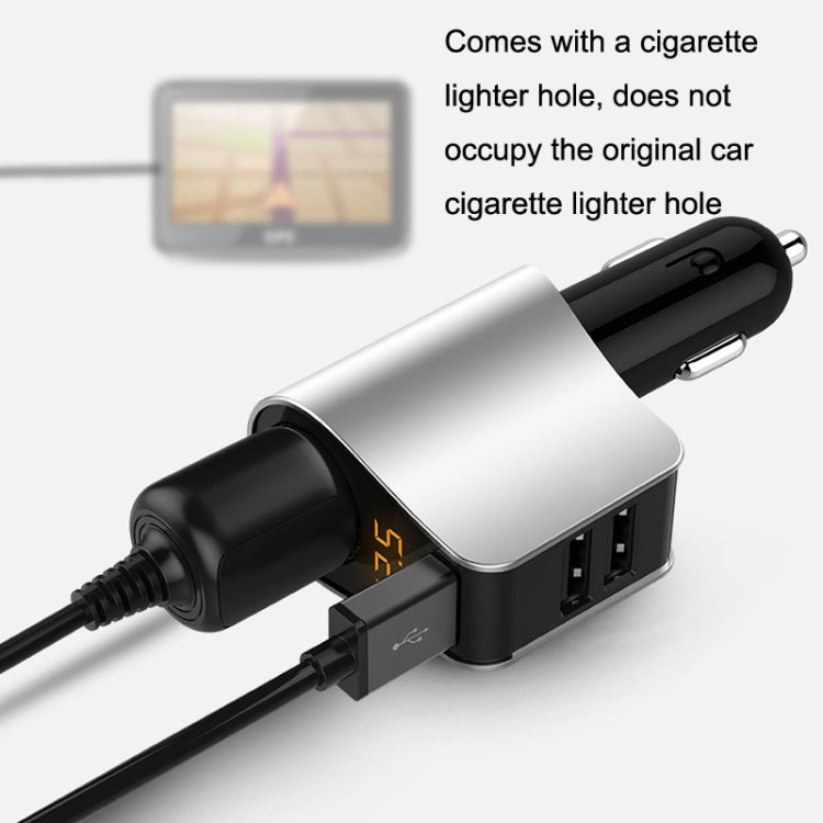 HY10 3 In 1 Cigarette Lighter Conversion Plug Car Charger(Silver) - In Car by buy2fix | Online Shopping UK | buy2fix