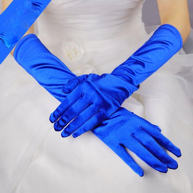 Bride Gloves Satin Long Vintage Travel Sunscreen Dress Wedding Gloves(Royal Blue) - Outdoor & Sports by buy2fix | Online Shopping UK | buy2fix