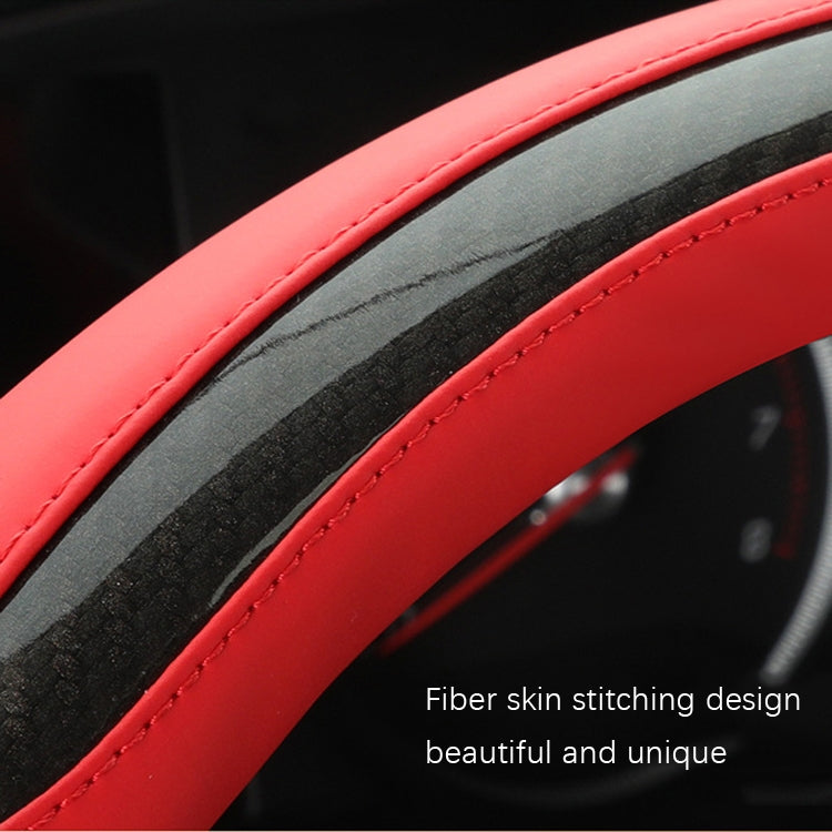 Leather Carbon Fiber Stitching Car Steering Wheel Set, Diameter: 38cm(Black Round) - In Car by buy2fix | Online Shopping UK | buy2fix