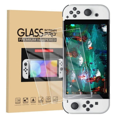 Game Console Crystal Shell Remote Sensing Cap Tempered Film Storage Bag Set For Switch OLED Console White Storage Bag 16 In 1 - Bags by buy2fix | Online Shopping UK | buy2fix
