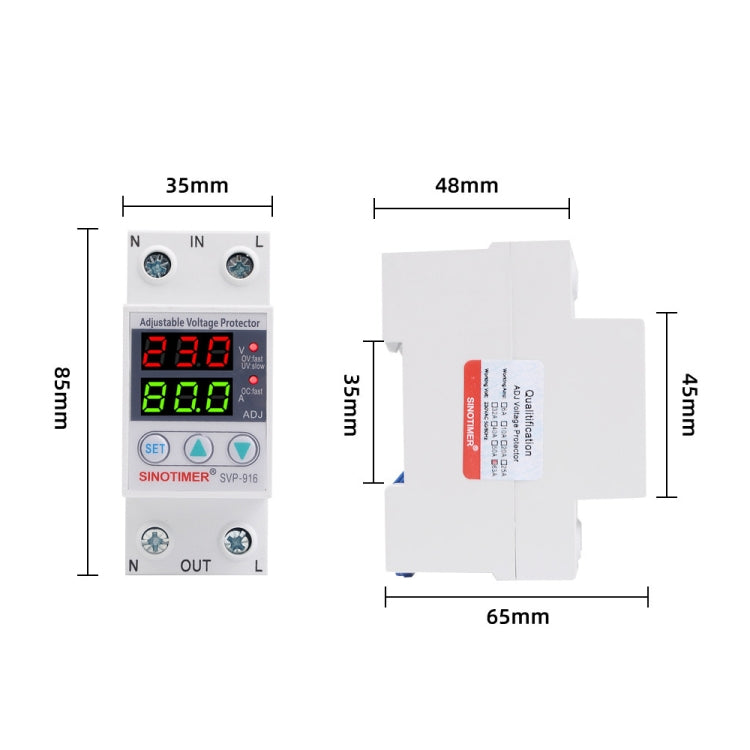 SINOTIMER SVP-916 Adjustable Self-resetting Over-voltage Under-voltage Protector, Current: 63A - Consumer Electronics by SINOTIMER | Online Shopping UK | buy2fix