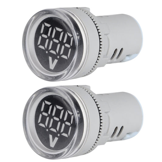 2 PCS DC Voltage Signal Indicator 22mm Round 6-100V Universal Voltmeter(ST16VD-02 White) - Consumer Electronics by SINOTIMER | Online Shopping UK | buy2fix